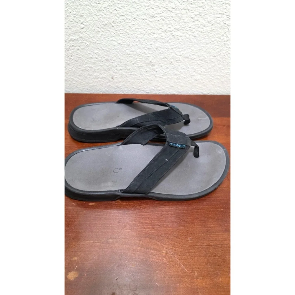 Vionic Men's Black Thong Flip Flops With Arch Support‎ Size 10